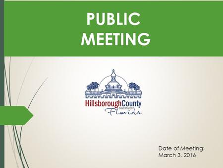 PUBLIC MEETING Date of Meeting: March 3, 2016 Background The Board of County Commissioners has approved funding for the Riverview Library Expansion/Replacement.