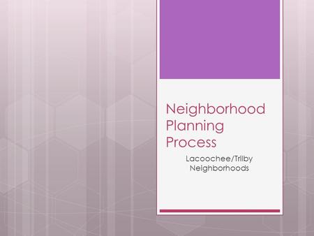 Neighborhood Planning Process Lacoochee/Trilby Neighborhoods.