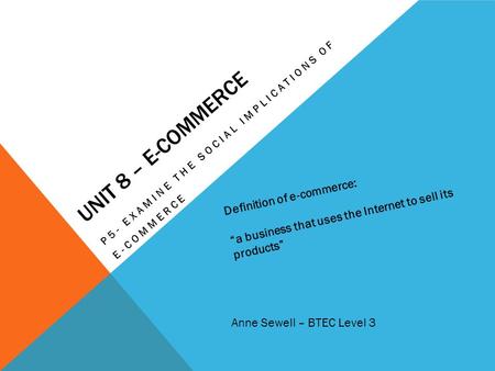 P5- eXAMINE THE SOCIAL IMPLICATIONS OF E-COMMERCE