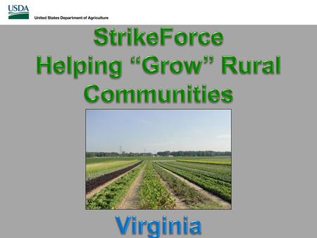 What is StrikeForce? In 2010, created as a pilot project by USDA Secretary Tom Vilsack Provides support to economically challenged areas of the nation.