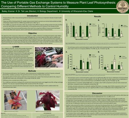 The Use of Portable Gas Exchange Systems to Measure Plant Leaf Photosynthesis: Comparing Different Methods to Control Humidity Bailey Kramer  Dr. Tali.