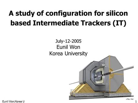 Eunil Won/Korea U1 A study of configuration for silicon based Intermediate Trackers (IT) July-12-2005 Eunil Won Korea University.