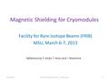 Magnetic Shielding for Cryomodules Facility for Rare Isotope Beams (FRIB) MSU, March 6-7, 2013 Reflections by T. Arkan, T. Nicol, and I. Terechkine 3/14/2013MSU.