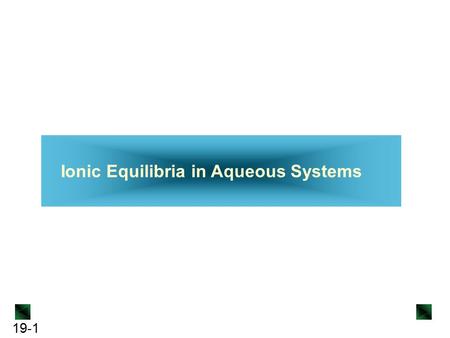 Ionic Equilibria in Aqueous Systems