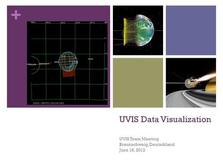 + UVIS Data Visualization UVIS Team Meeting Braunschweig, Deutschland June 18, 2012.