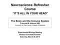 Neuroscience Refresher Course The Brain and the Immune System François M. Abboud, MD University of Iowa Carver College of Medicine “IT’S ALL IN YOUR HEAD”