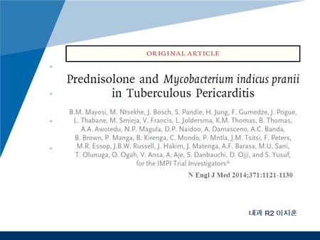 Www.company.com 내과 R2 이지훈 N Engl J Med 2014;371:1121-1130.
