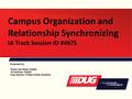 Campus Organization and Relationship Synchronizing IA Track Session ID #4975 Presented by: Teresa Jian-Najar, Datatel Al Hastings, Datatel Celia Abrams,