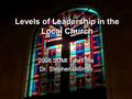 Levels of Leadership in the Local Church 2008 SDMI ToolTime Dr. Stephen Dillman 2008 SDMI ToolTime Dr. Stephen Dillman.