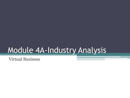 Module 4A-Industry Analysis Virtual Business. What is Industry Analysis? Industry analysis is a market strategy tool used by businesses to determine if.