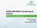 © 2008 Open Grid Forum OGSA-DMI WSDL Renderings & Interop OGF23 OGSA-DMI session Michel Drescher 2 June, 2008 Barcelo Sants Hotel.