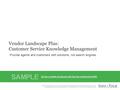 Info-Tech Research Group1 Vendor Landscape Plus: Customer Service Knowledge Management Provide agents and customers with solutions, not search engines.