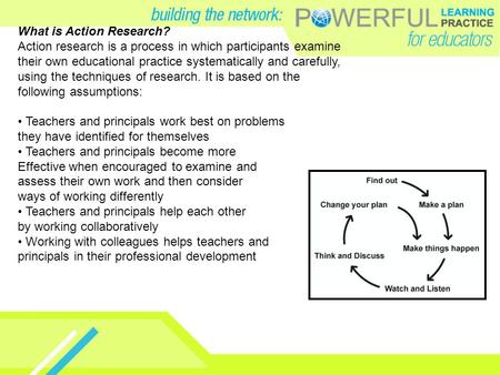 What is Action Research? Action research is a process in which participants examine their own educational practice systematically and carefully, using.