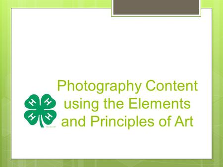 Photography Content using the Elements and Principles of Art.