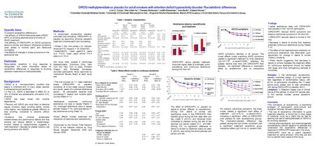 OROS-methylphenidate or placebo for adult smokers with attention deficit hyperactivity disorder: Racial/ethnic differences Lirio S. Covey, 1 Mei-Chen Hu,