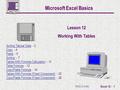 Return To Index Excel 12 - 1 Microsoft Excel Basics Lesson 12 Working With Tables Sorting Tabular DataSorting Tabular Data - 2 Copy - 4 Paste - 5 Sorting.