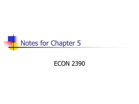 Notes for Chapter 5 ECON 2390. 2 Economics of Environmental Quality The exchange of private goods and services will generally result in socially efficient.