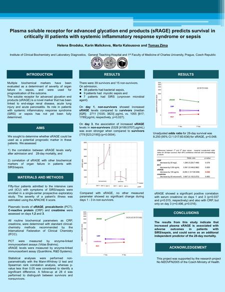 Plasma soluble receptor for advanced glycation end products (sRAGE) predicts survival in critically ill patients with systemic inflammatory response syndrome.