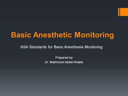 Basic Anesthetic Monitoring