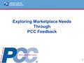 ® 1 Exploring Marketplace Needs Through PCC Feedback.