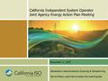 California Independent System Operator Joint Agency Energy Action Plan Meeting Generation Interconnection Queuing & Streamlining Dennis Peters, Lead Interconnection.