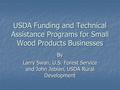 USDA Funding and Technical Assistance Programs for Small Wood Products Businesses By Larry Swan, U.S. Forest Service and John Jebian, USDA Rural Development.