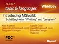 1 Introducing MSBuild: Build Engine for Whidbey and Longhorn Alex Kipman Program Manager Alex Kipman