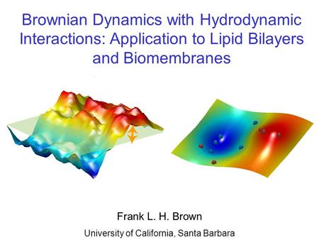 Frank L. H. Brown University of California, Santa Barbara Brownian Dynamics with Hydrodynamic Interactions: Application to Lipid Bilayers and Biomembranes.