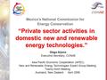 Mexico’s National Commission for Energy Conservation “Private sector activities in domestic new and renewable energy technologies.” Diego Arjona Executive.