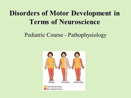 Disorders of Motor Development in Terms of Neuroscience Pediatric Course - Pathophysiology.