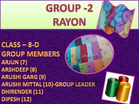 RAYON Some major rayon fiber uses include apparel (e.g. Aloha shirts, blouses, dresses, jackets,linings, scarves, suits, neckties, hats, socks), the filling.