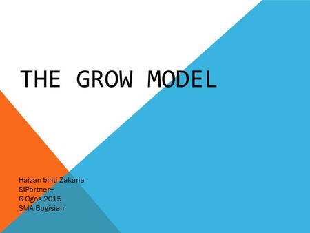 THE GROW MODEL Haizan binti Zakaria SIPartner+ 6 Ogos 2015 SMA Bugisiah.