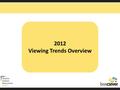 2012 Viewing Trends Overview. Irish adults aged 15+ watched TV for an average of 3 hours 35 mins every day in 2012. 8 minutes longer per day than they.