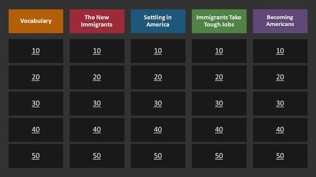 You can type your own categories and points values in this game board. Type your questions and answers in the slides we’ve provided. When you’re in slide.