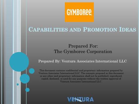 Prepared For: The Gymboree Corporation Prepared By: Ventura Associates International LLC This document contains confidential and proprietary information.