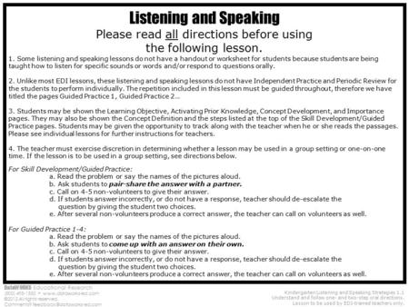 DataWORKS Educational Research (800) 495-1550  ©2012 All rights reserved. Comments? Kindergarten Listening.