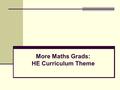 More Maths Grads: HE Curriculum Theme. HE Curriculum Theme Neil Challis, Mike Robinson, Mike Thomlinson (Sheffield Hallam University). Objective 4: Increase.