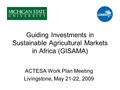 Guiding Investments in Sustainable Agricultural Markets in Africa (GISAMA) ACTESA Work Plan Meeting Livingstone, May 21-22, 2009.