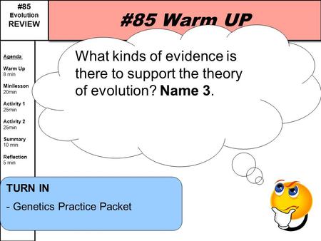 Agenda: Warm Up 8 min Minilesson 20min Activity 1 25min Activity 2 25min Summary 10 min Reflection 5 min Agenda: Warm Up 8 min Minilesson 20min Activity.