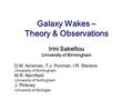 Galaxy Wakes – Theory & Observations Irini Sakelliou University of Birmingham D.M. Acreman, T.J. Ponman, I.R. Stevens University of Birmingham M.R. Merrifield.