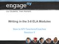 Writing in the 3-8 ELA Modules New to NTI Teachers/Coaches Session 5.