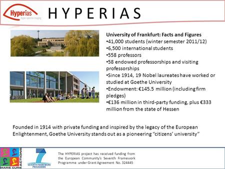 H Y P E R I A S The HYPERIAS project has received funding from the European Community’s Seventh Framework Programme under Grant Agreement No. 324445 University.