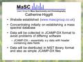 Website established (www.mascgroup.co.uk) Concentrating initially on establishing a mass spectral database Data will be collected in JCAMP-DX format to.