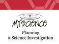 Planning a Science Investigation 1. Theme Choose a theme Topics Brainstorm/ mind map topics within the theme Questions Discuss what is needed for fair.