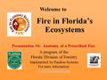 Fire in Florida’s Ecosystems A program of the Florida Division of Forestry Implemented by Pandion Systems For more information: www.fireinflorida.org Welcome.