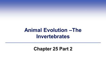 Animal Evolution –The Invertebrates Chapter 25 Part 2.