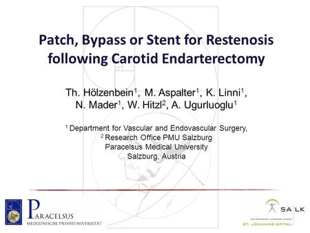 Patch, Bypass or Stent for Restenosis following Carotid Endarterectomy Th. Hölzenbein 1, M. Aspalter 1, K. Linni 1, N. Mader 1, W. Hitzl 2, A. Ugurluoglu.