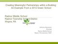 Creating Meaningful Partnerships within a Building: An Example From a 2012 Green School Radnor Middle School Radnor Township School District Wayne, PA.