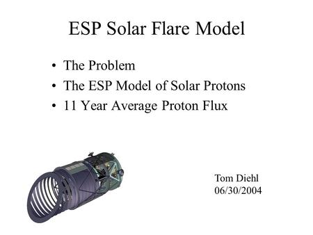 ESP Solar Flare Model The Problem The ESP Model of Solar Protons 11 Year Average Proton Flux Tom Diehl 06/30/2004.