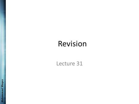 Muhammad Waqas Revision Lecture 31. Muhammad Waqas Introduction to Global Marketing.